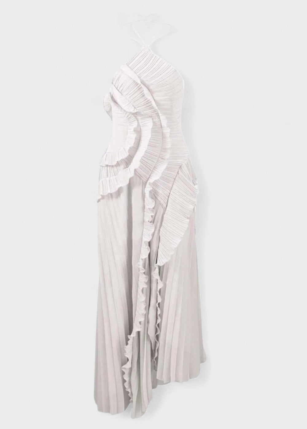 Elegant halter-neck dress with cascading ruffles - Vichy Signature