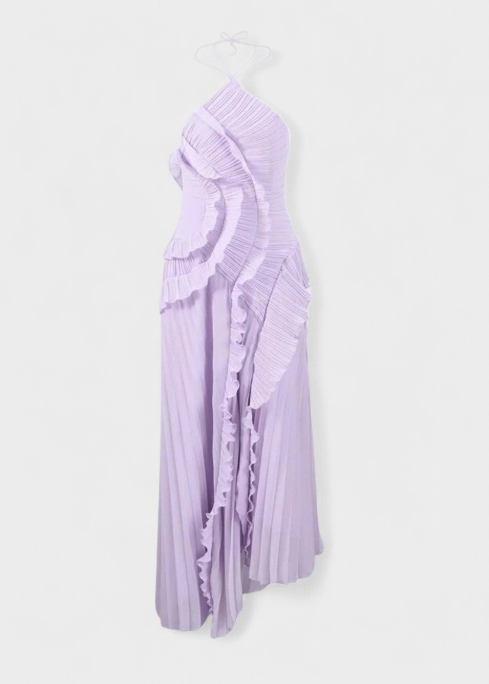 Elegant halter-neck dress with cascading ruffles - Vichy Signature